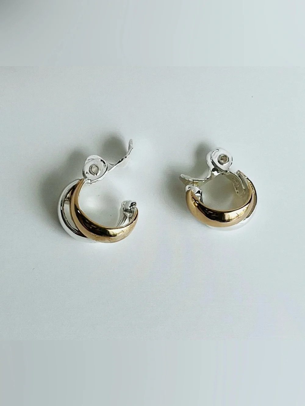 Anne Klein Two-Tone Two-Row Button Clip Earrings